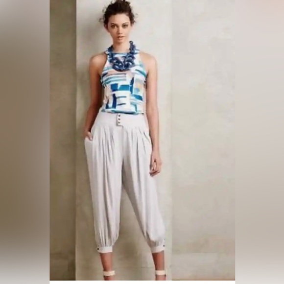 Anthropologie DELETTA Isa Brushstroke Halter Cutout Top - Picture 4 of 5